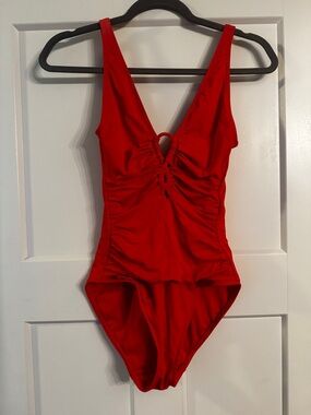 Lauren Ralph Lauren Red Ruched One-Piece Swimwear
